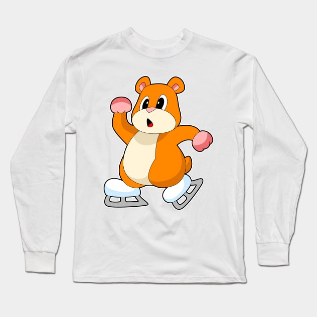 Hamster Ice skating Ice skates Winter sports Long Sleeve T-Shirt by Markus Schnabel